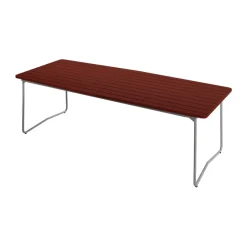 Mesa de comedor B31, Roble teñido en color oscuro con acabado lacado - estructura galvanizada en caliente, 230x92 cm