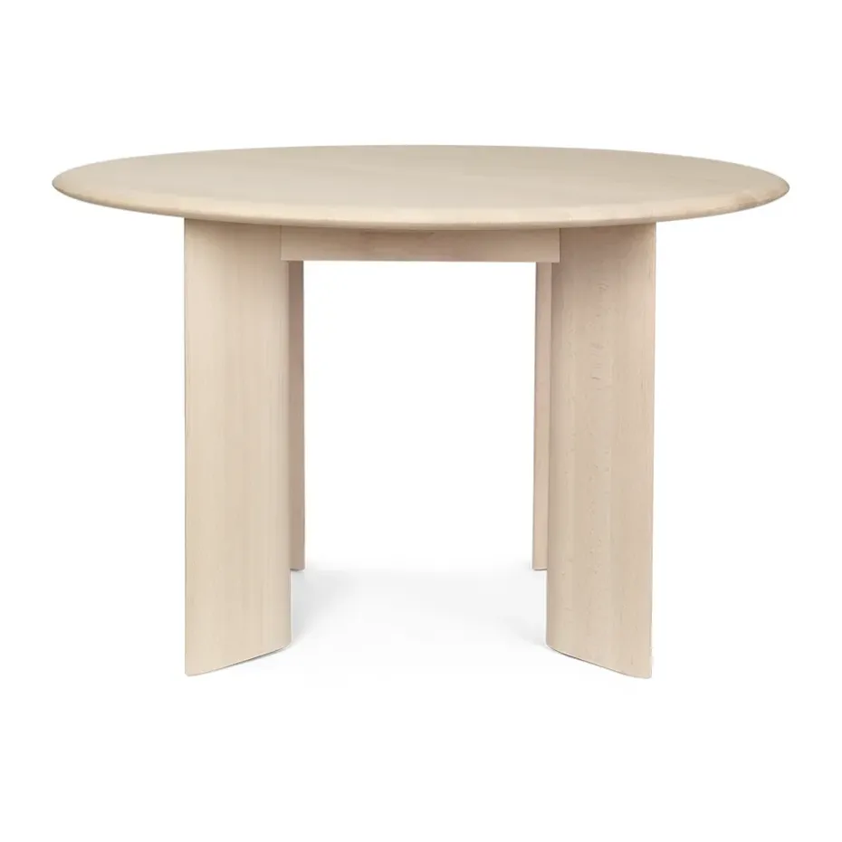Mesa de comedor Bevel Ø117 cm, Haya blanca aceitada