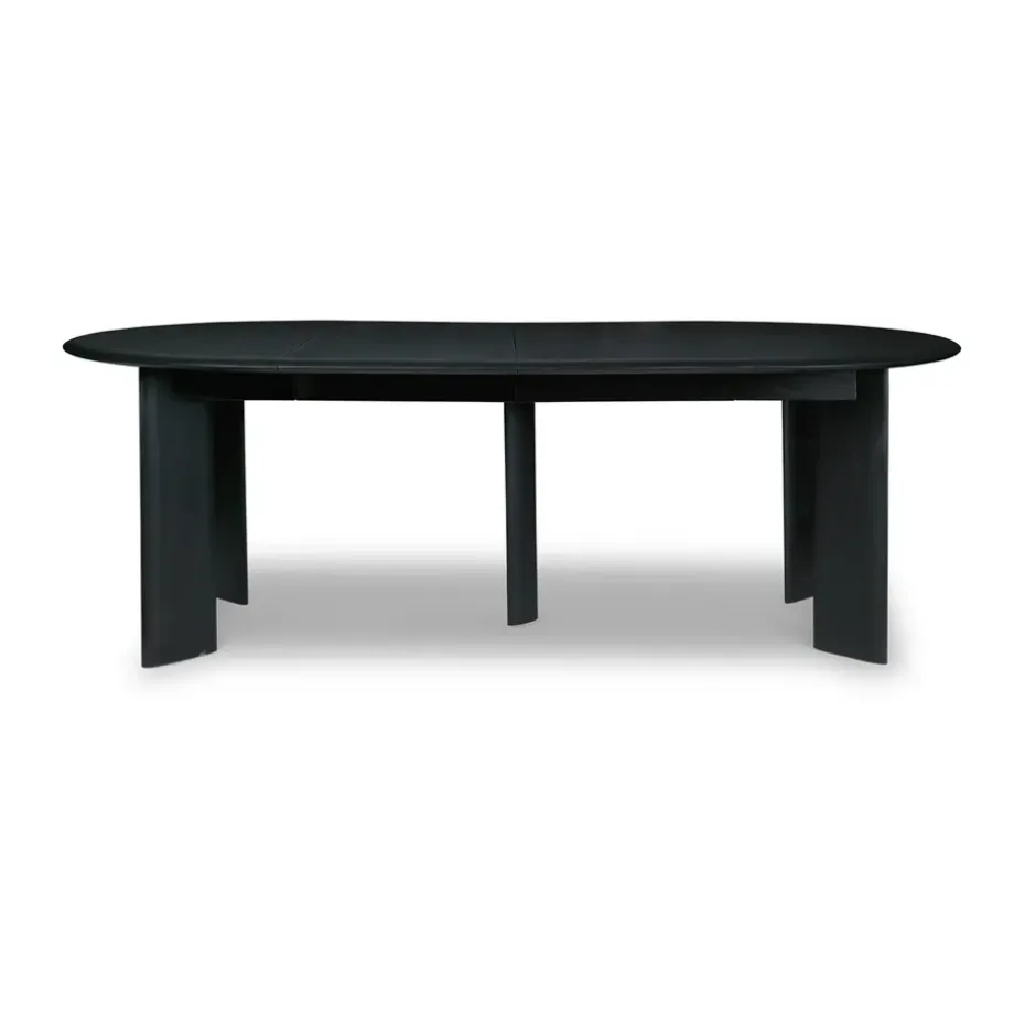 Mesa de comedor Bevel Extendable, Haya negra aceitada, incluye 2 hoja de extensión