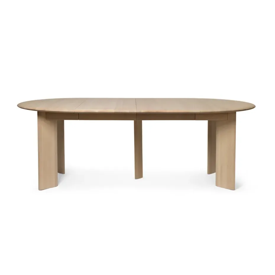 Mesa de comedor Bevel Extendable, Haya blanca aceitada, incluye 2 hojas de extensión