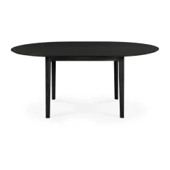 Mesa de comedor Bok ovalada 129/179x100x76 cm, Roble teñido negro