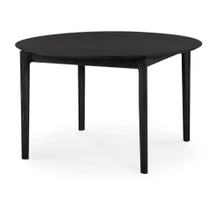 Mesa de comedor Bok ovalada 129/179x100x76 cm, Roble teñido negro