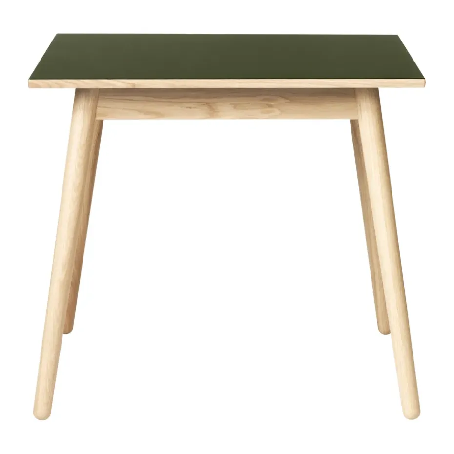 Mesa de comedor C35A 82x82 cm, Linóleo oliva-roble natural con barniz al agua