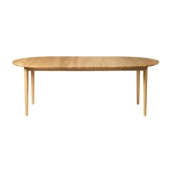 Mesa de comedor C62E Bjørk con 2 extensiones, Roble macizo aceitado