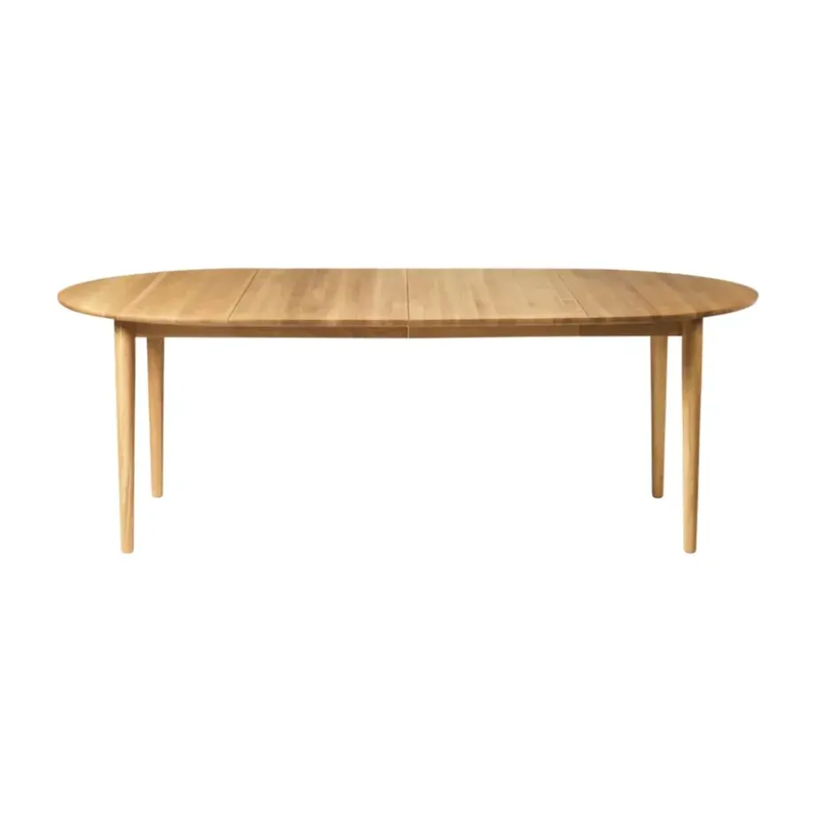 Mesa de comedor C62E Bjørk con 2 extensiones, Roble macizo aceitado