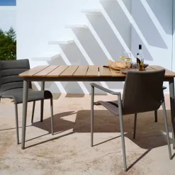 Mesa de comedor Core teca 210x100x74 cm, Soprte taupe