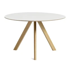 Mesa de comedor CPH20 2.0, Ø120 cm, White laminate-roble lacado