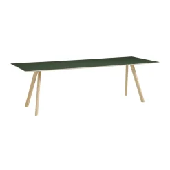 Mesa de comedor CPH30 2.0, 90x250 cm, Green linoleum-roble lacado