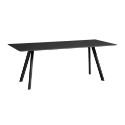 Mesa de comedor CPH30 2.0, 90x200 cm, Linóleo negro–roble negro