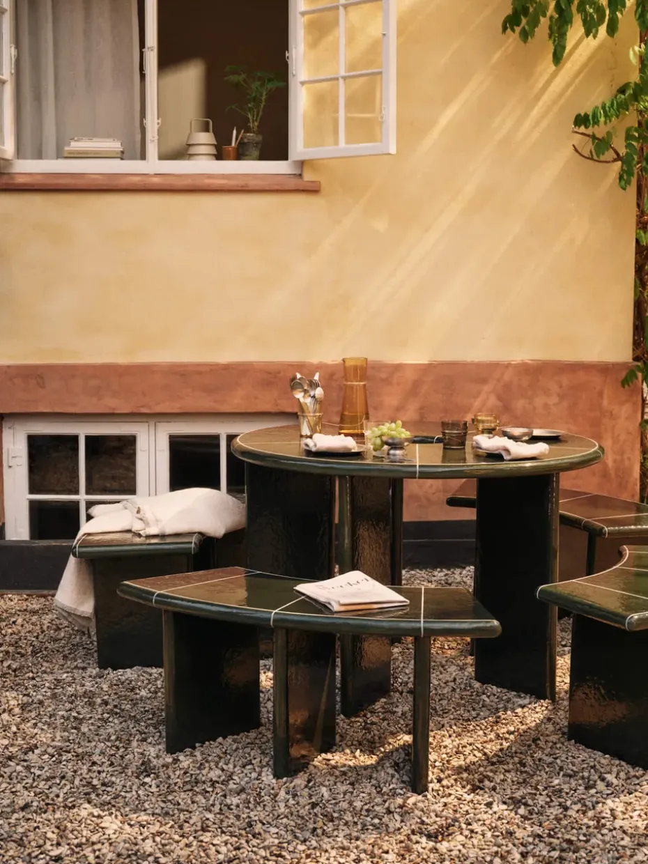 Mesa de comedor Deya, Dark green, Ø120x75 cm