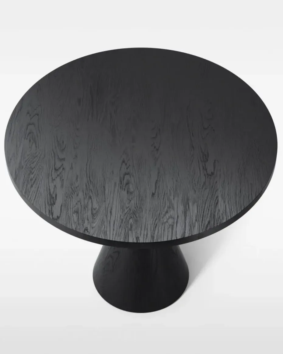 Mesa de comedor Draft Ø88 cm, Fresno teñido de negro