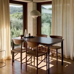 Mesa de comedor Drip HW115 83x143 cm, Black frame-clear lacq. walnut