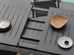 Mesa de comedor extensible Lomma, Negro 194-312 cm