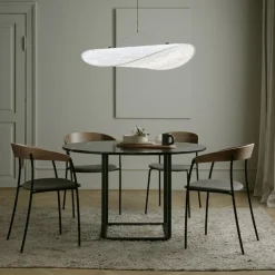 Mesa de comedor Florence redonda, nogal, ø120 cm, soporte negro