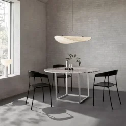 Mesa de comedor Florence redonda, nogal, ø120 cm, soporte negro