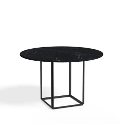 Mesa de comedor Florence redonda, mármol negro marquina, ø120 cm, soporte negro