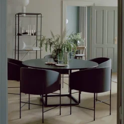 Mesa de comedor Florence redonda, mármol negro marquina, ø120 cm, soporte negro