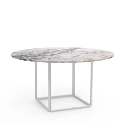 Mesa de comedor Florence redonda, mármol viola blanco, ø145 cm, soporte blanco