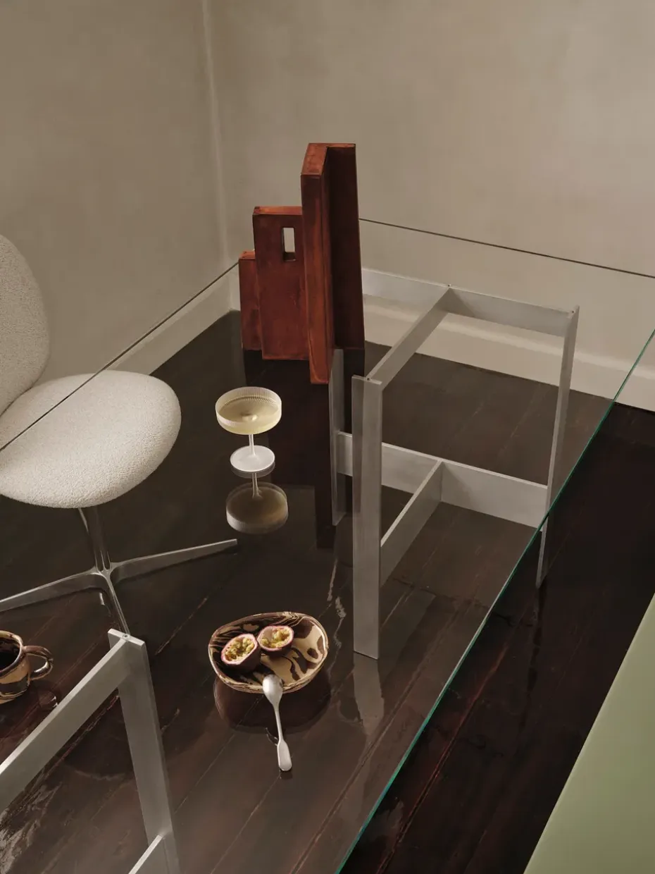 Mesa de comedor Lager 90x200 cm, Glass-aluminium