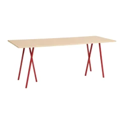 Mesa de comedor Loop Stand incl. support 92,5x250 cm, Maroon red-clear lacq. oak