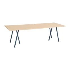 Mesa de comedor Loop Stand incl. support 92,5x250 cm, Deep blue-clear lacq. oak