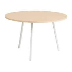 Mesa de comedor Loop Stand Ø120 cm, White-clear lacq. oak