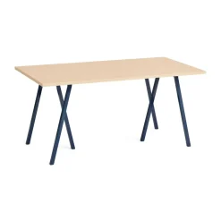 Mesa de comedor Loop Stand 77,5x160 cm, Deep blue-clear lacq. oak