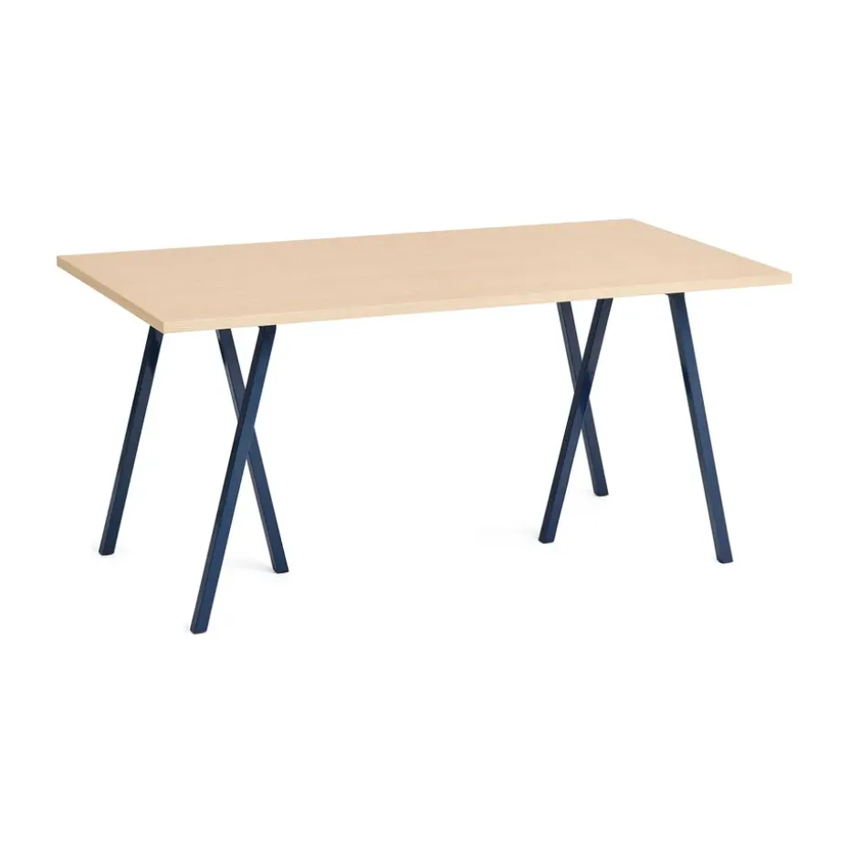 Mesa de comedor Loop Stand 77,5x160 cm, Deep blue-clear lacq. oak