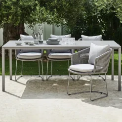 Mesa de comedor Pure, Concrete grey-blanco 200x100 cm