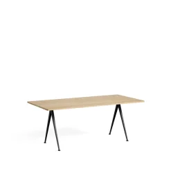Mesa de comedor Pyramid 02, Oak matt lacqured-190x85cm-estructura de acero negra