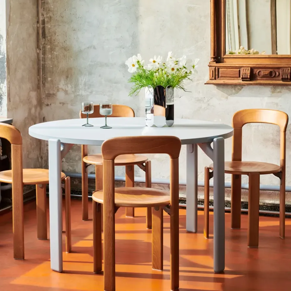 Mesa de comedor Rey Ø128 cm, Golden-Ivory white