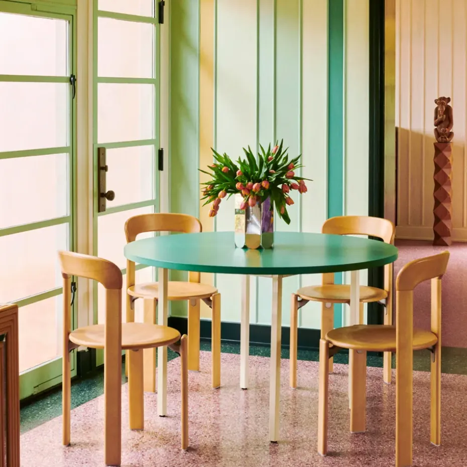 Mesa de comedor Rey Ø128 cm, Golden-Ivory white