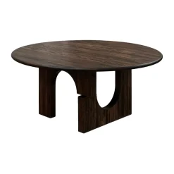 Mesa de comedor Sanders Ø160 cm, Nogal teñido oscuro