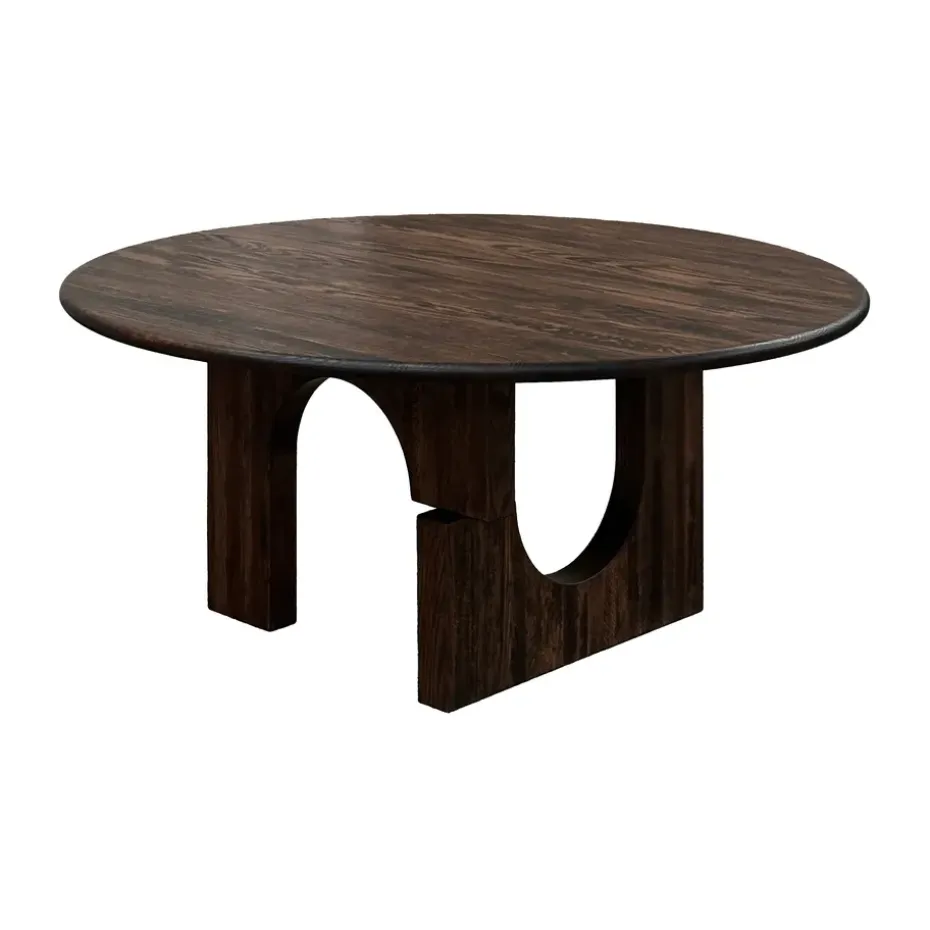 Mesa de comedor Sanders Ø160 cm, Nogal teñido oscuro