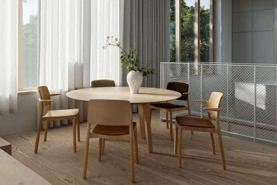 Mesa Divido Ø120 cm, fresno lacado