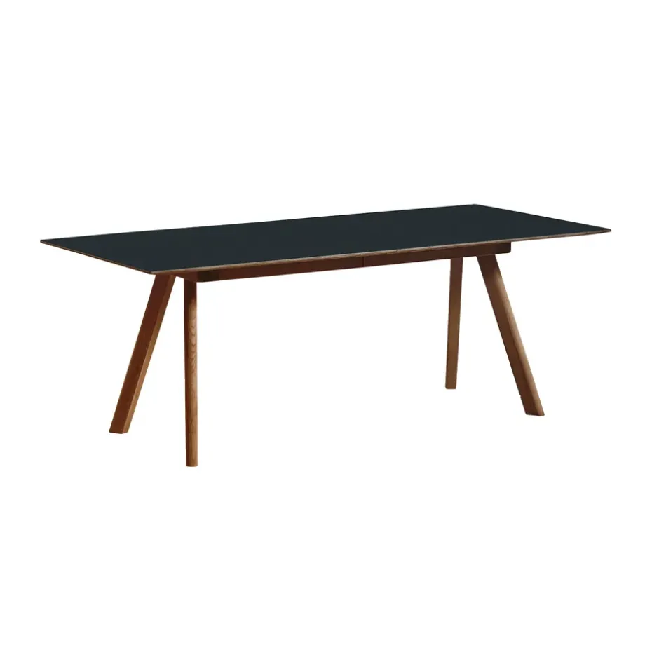 Mesa extensible CPH30 2.0, 90x200 cm, Linóleo negro-nogal