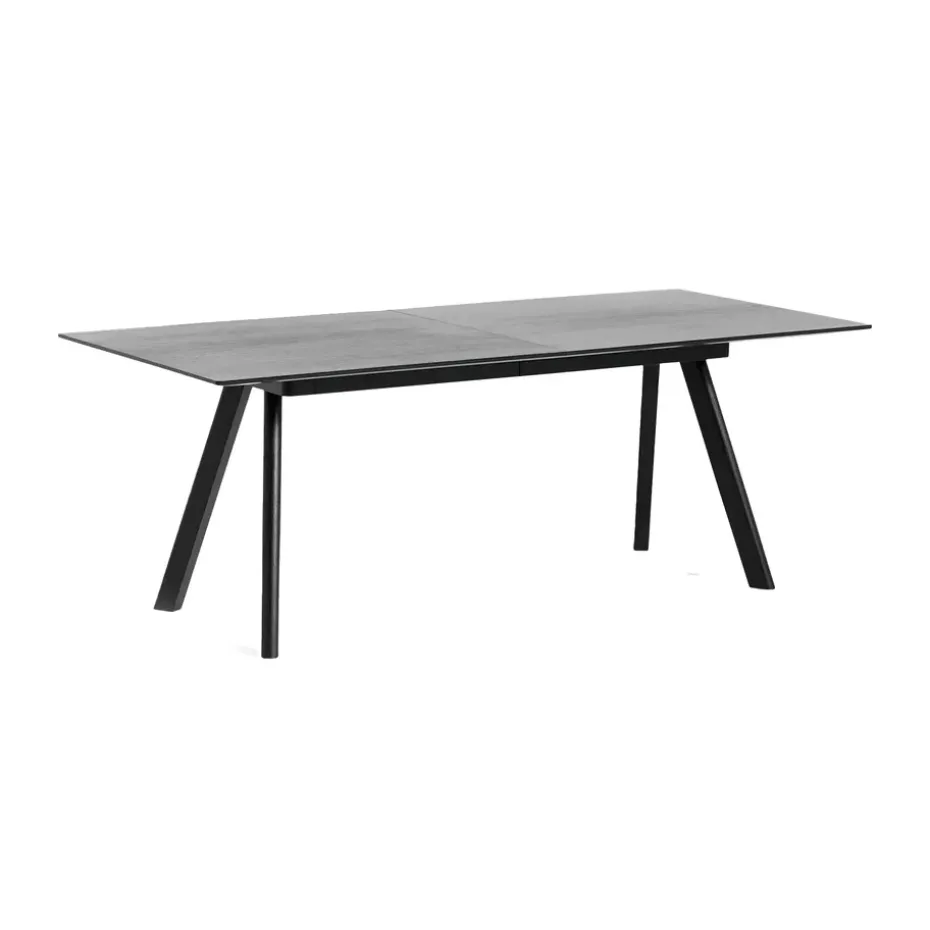 Mesa extensible CPH30 2.0, 80x160 cm, Negro-roble chapado lacado