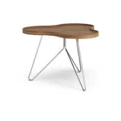 Mesa Flower mono Edición Especial 62x66 cm, H45 cm-nogal lacado-acero cromado