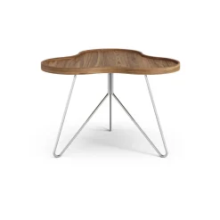 Mesa Flower mono Edición Especial 62x66 cm, H45 cm-nogal lacado-acero cromado
