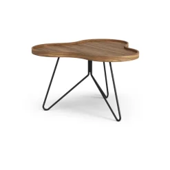 Mesa Flower mono Edición Especial 62x66 cm, H39 cm-nogal lacado-acero lacado en negro