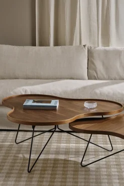 Mesa Flower mono Edición Especial 62x66 cm, H39 cm-nogal lacado-acero lacado en negro