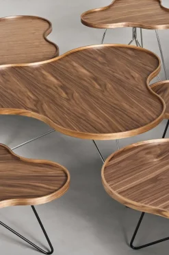 Mesa Flower mono Edición Especial 62x66 cm, H39 cm-nogal lacado-acero lacado en negro