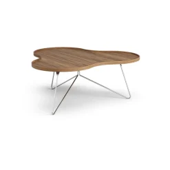 Mesa Flower mono Edición Especial 107x114 cm, H45 cm-nogal lacado-acero cromado