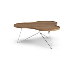 Mesa Flower mono Edición Especial 107x114 cm, H45 cm-nogal lacado-acero cromado