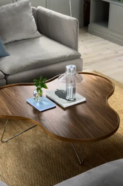 Mesa Flower mono Edición Especial 107x114 cm, H45 cm-nogal lacado-acero cromado