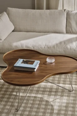 Mesa Flower mono Edición Especial 107x114 cm, H45 cm-nogal lacado-acero cromado