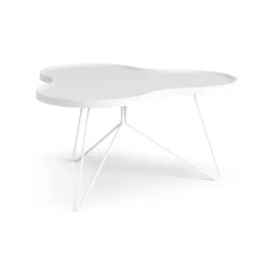 Mesa Flower mono 84x90 cm, H45 cm fresno lacado blanco