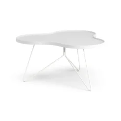 Mesa Flower mono 84x90 cm, H45 cm fresno lacado blanco