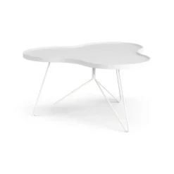 Mesa Flower mono 84x90 cm, H45 cm fresno lacado blanco