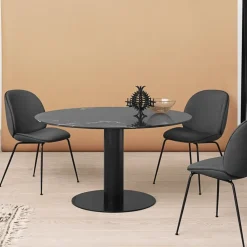 Mesa Gubi 2.0, Marble white, ø110, base negra
